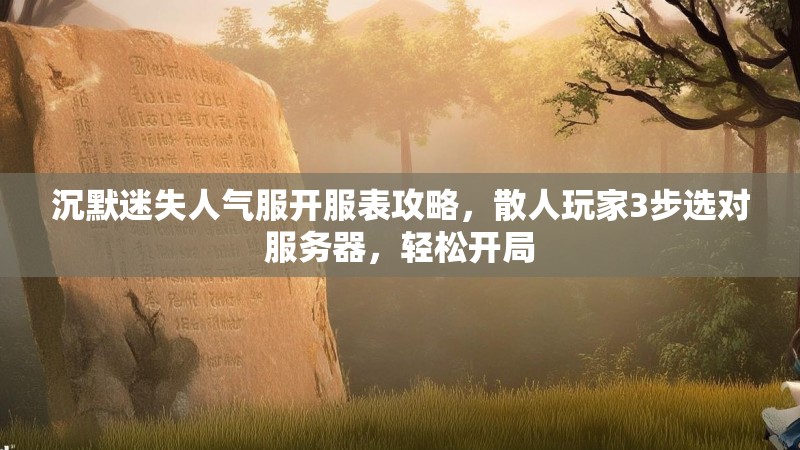 沉默迷失人气服开服表攻略，散人玩家3步选对服务器，轻松开局