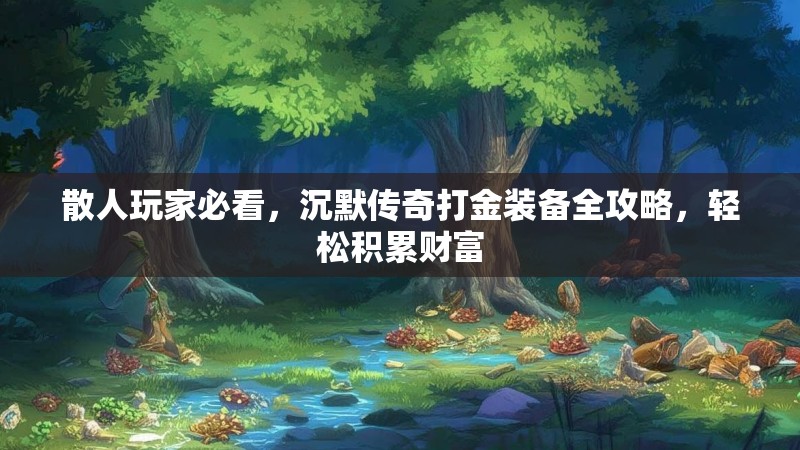 散人玩家必看，沉默传奇打金装备全攻略，轻松积累财富